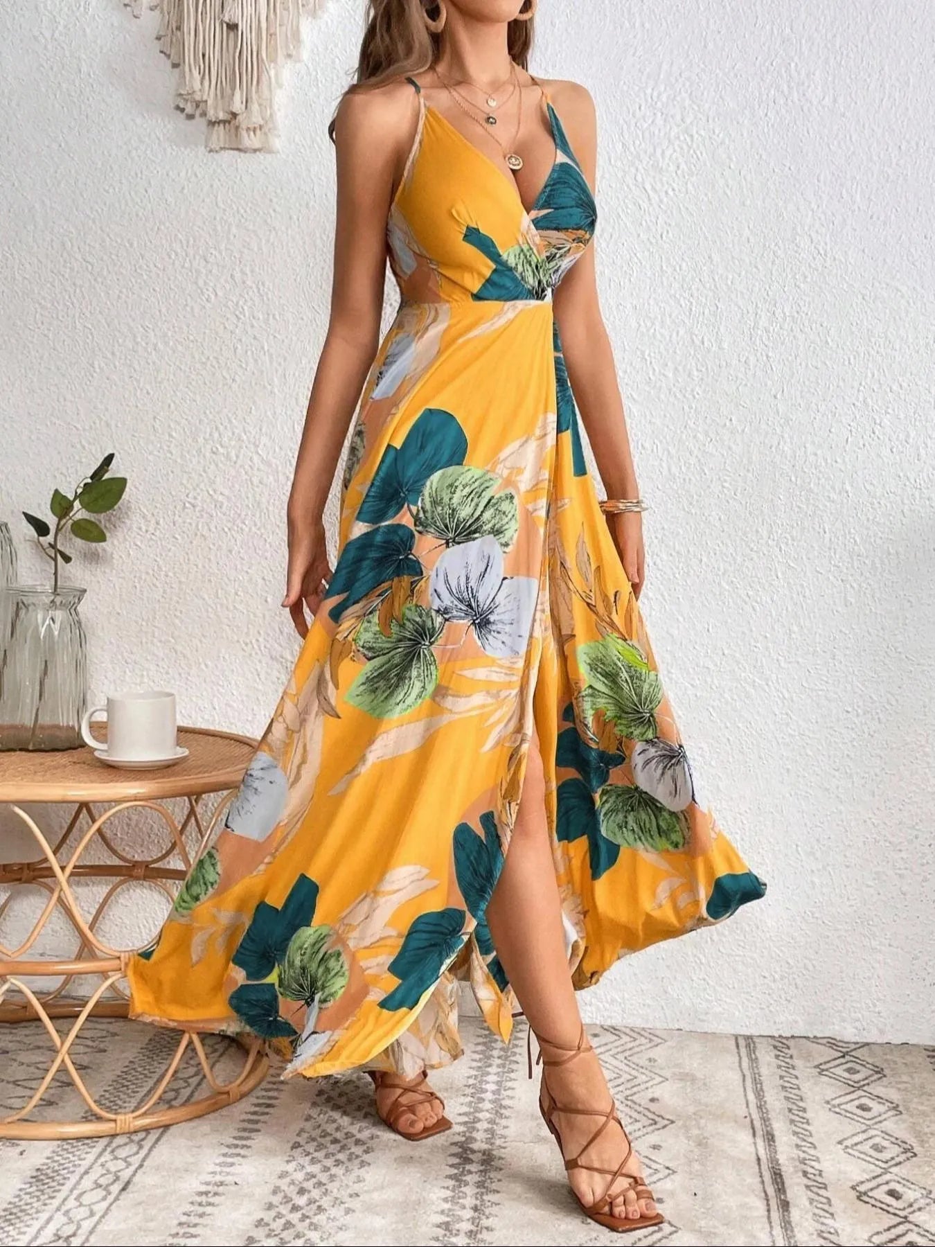 paloma maxi dress Tropical Wrap *100% cotton *Block Printed #dressup #dresses #fashionootd , Size:US 7 / UK 6 / EU 40 1008