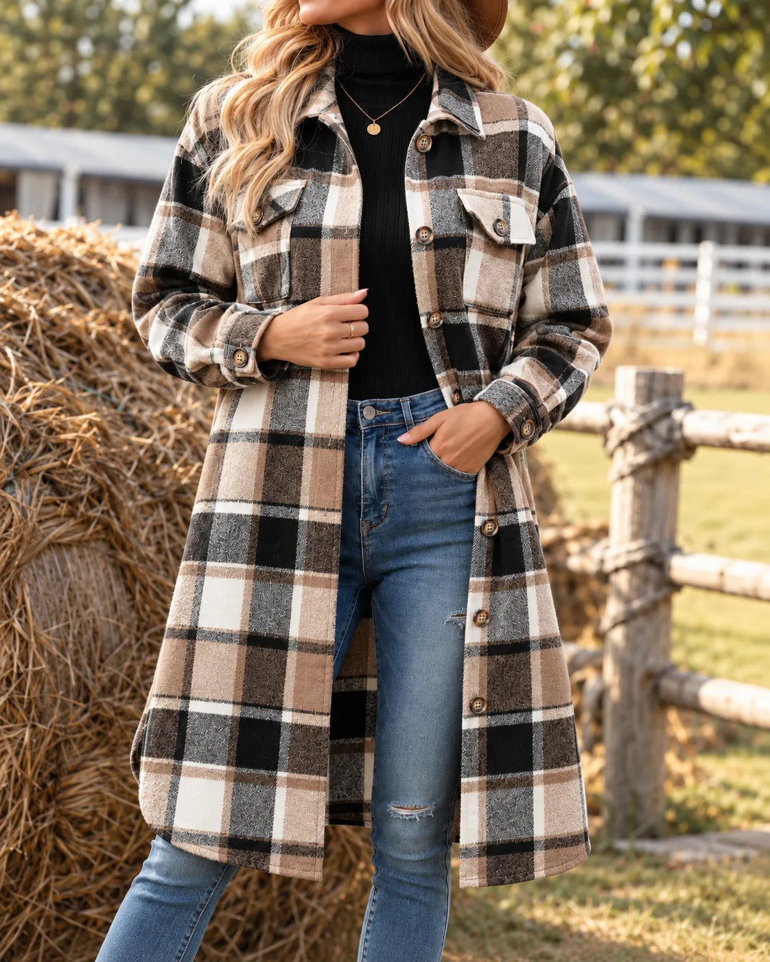 Madeline | Timeless Long Plaid Shacket