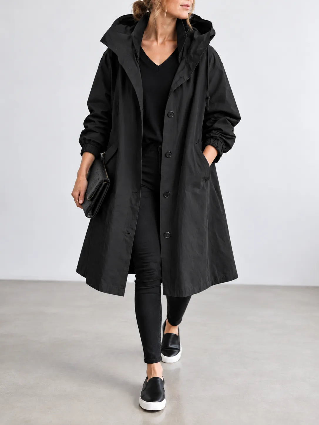 Maisie | Oversized Hooded Button-Front Coat
