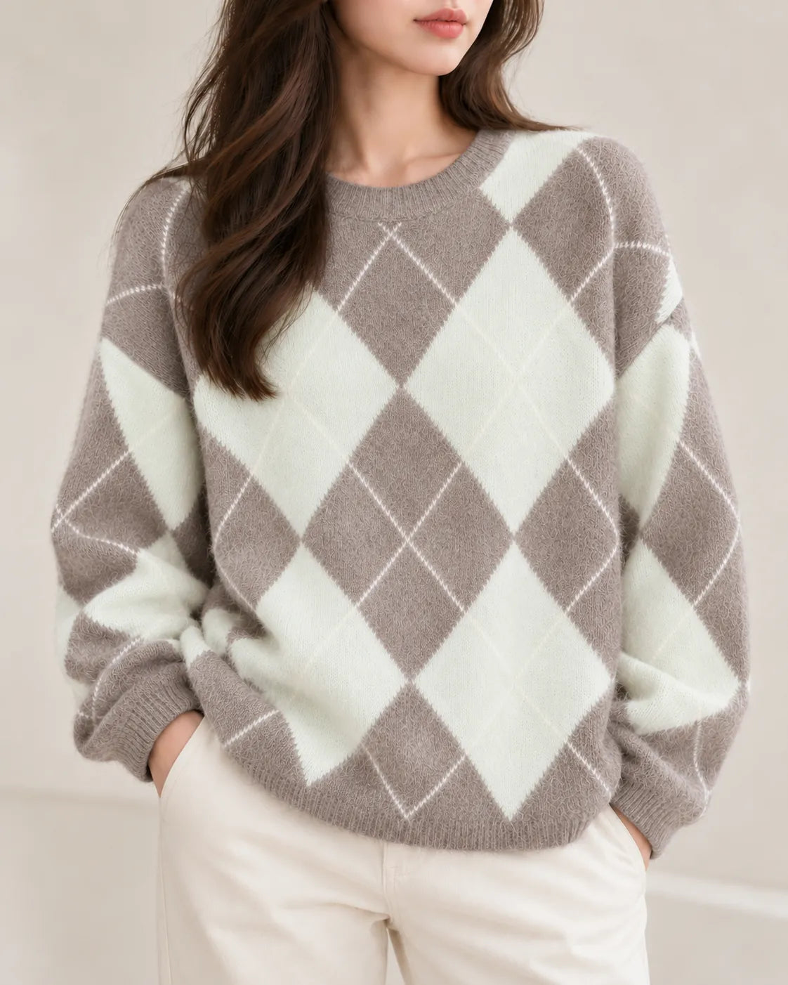 Elodie™ | Wool, Cashmere & Silk Argyle Sweater
