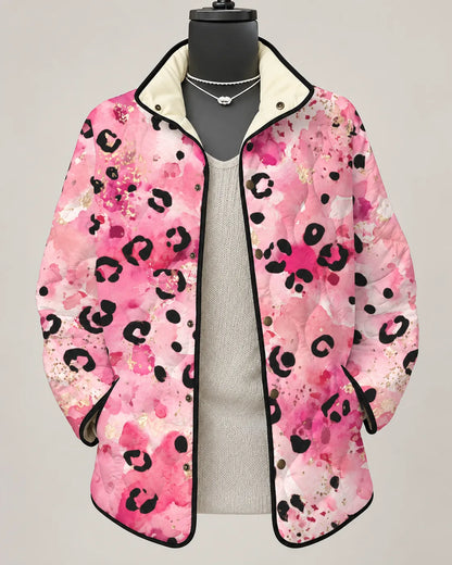 Rosalie | Watercolor Leopard Quilted Jacket