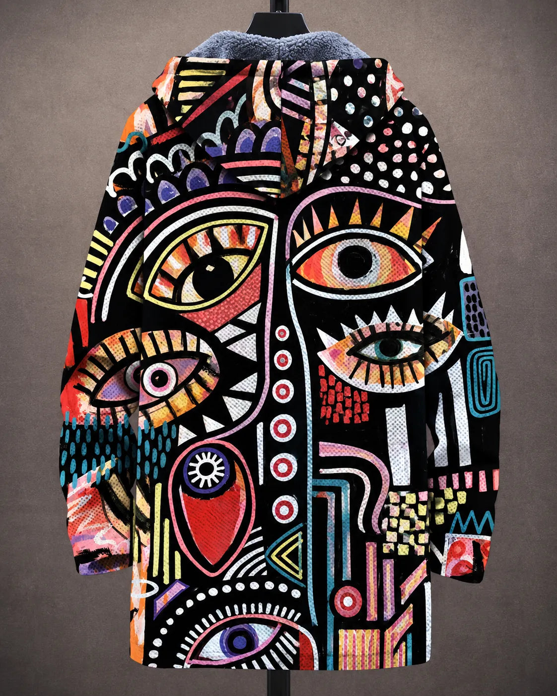 Elara Artistic Eye-Print Hooded Jacket