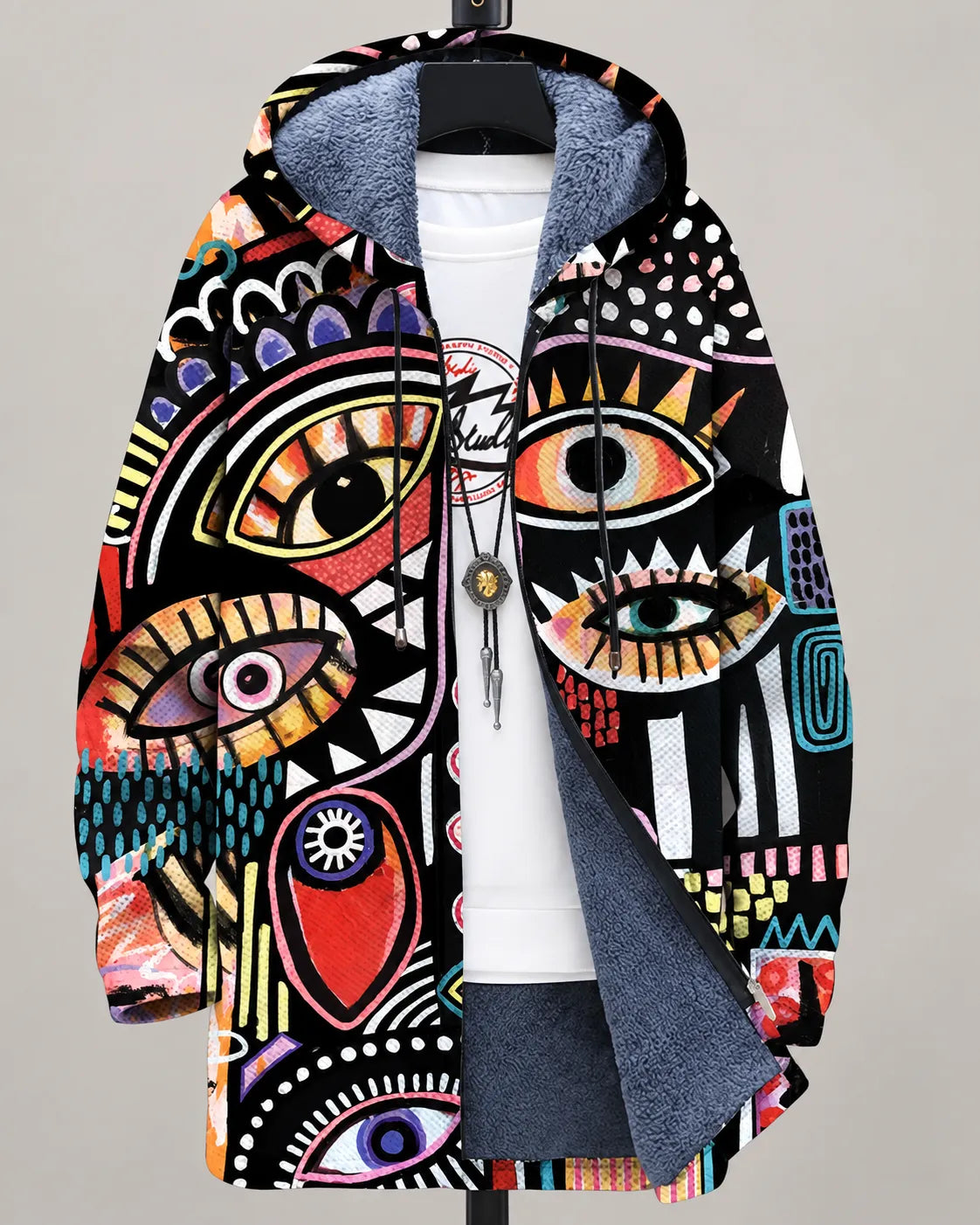 Elara Artistic Eye-Print Hooded Jacket