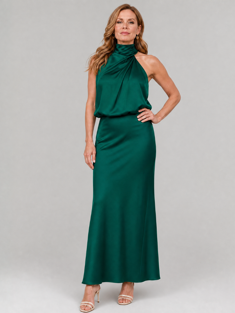 draped neck midi dress Midi-dress with draped neckline