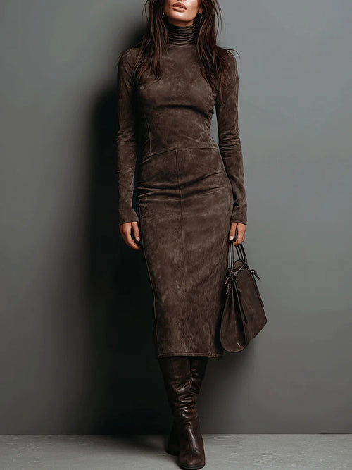 Lorena | Long Brown Midi Dress