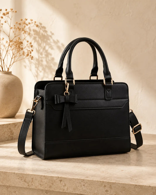 Valeria | Bow Accent Satchel Handbag