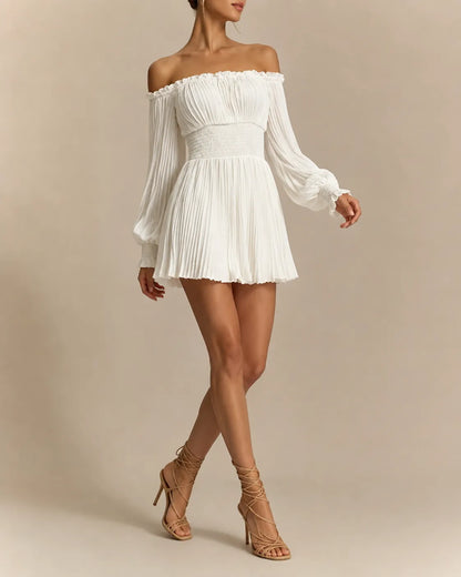 Elowen | Off-Shoulder Pleated Mini Dress