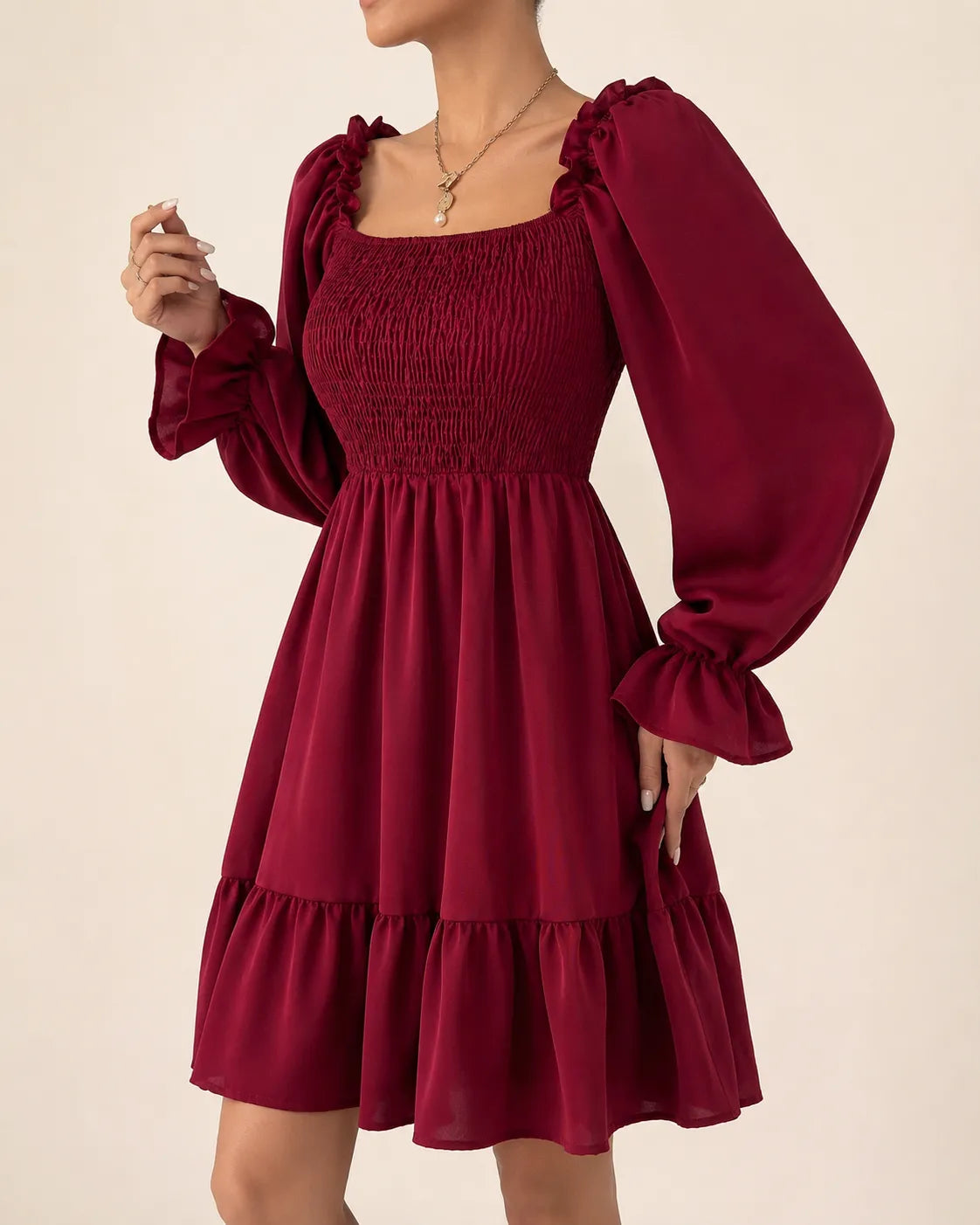 Rosalie | Smocked Long Sleeve Mini Dress