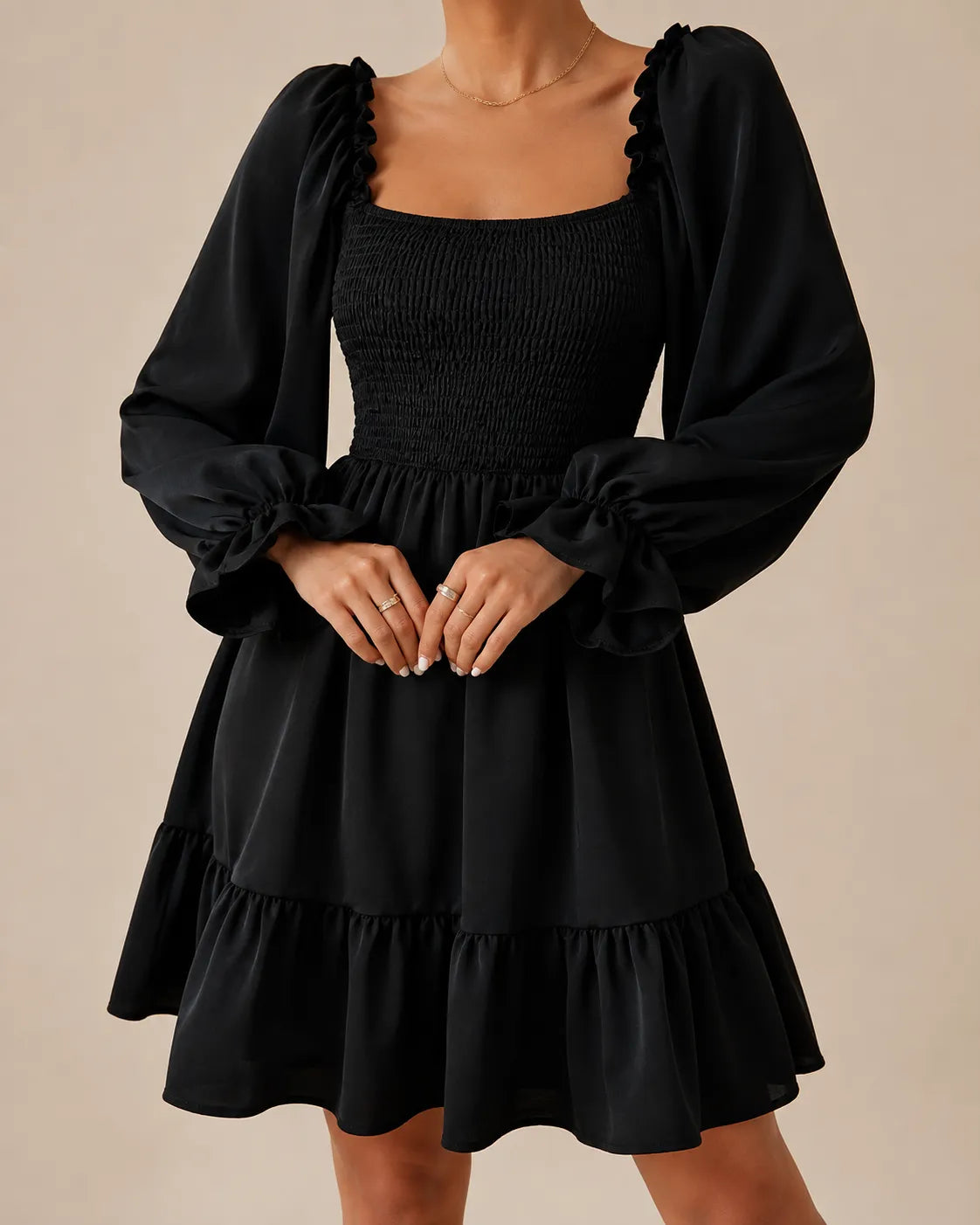 Rosalie | Smocked Long Sleeve Mini Dress