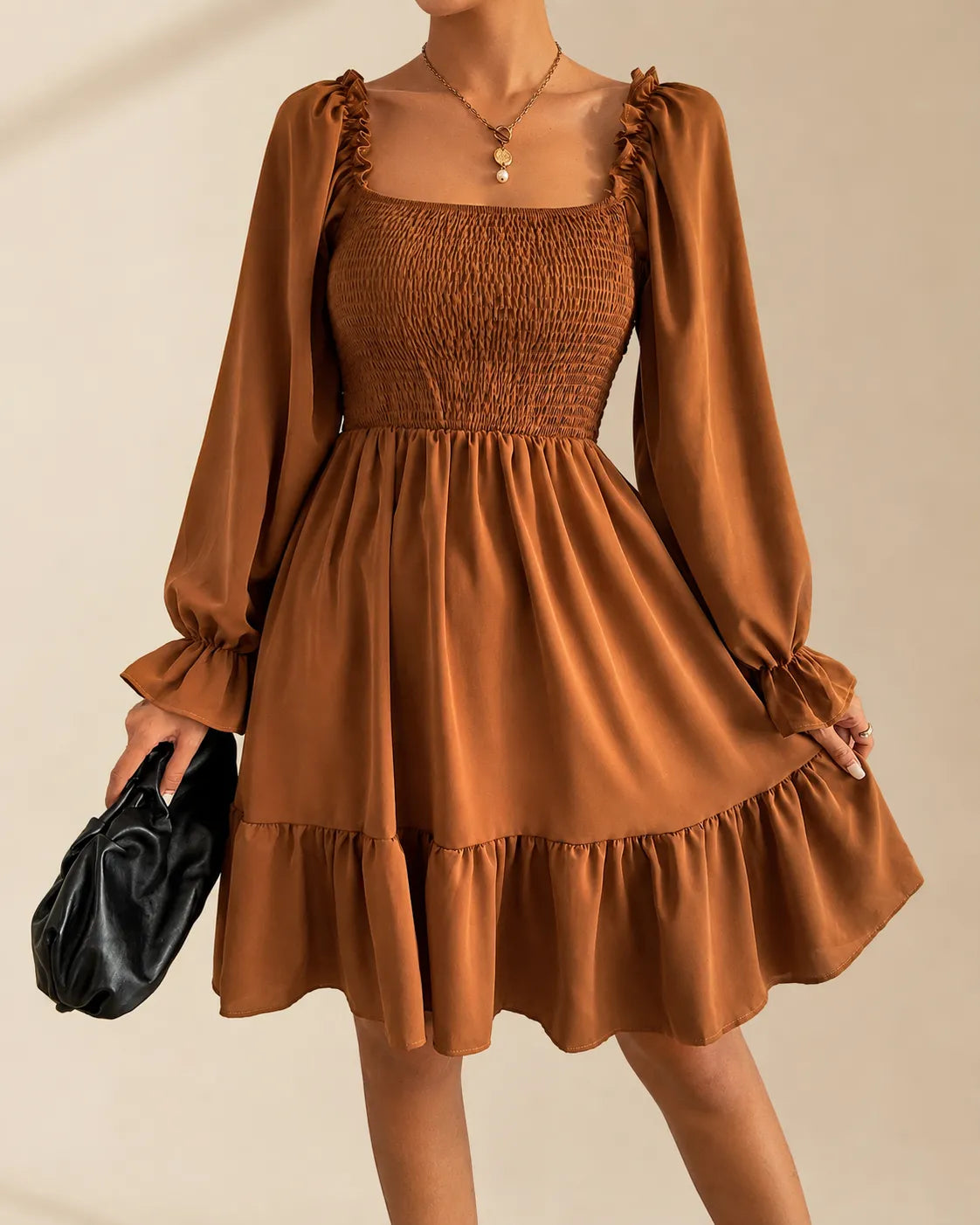 Rosalie | Smocked Long Sleeve Mini Dress