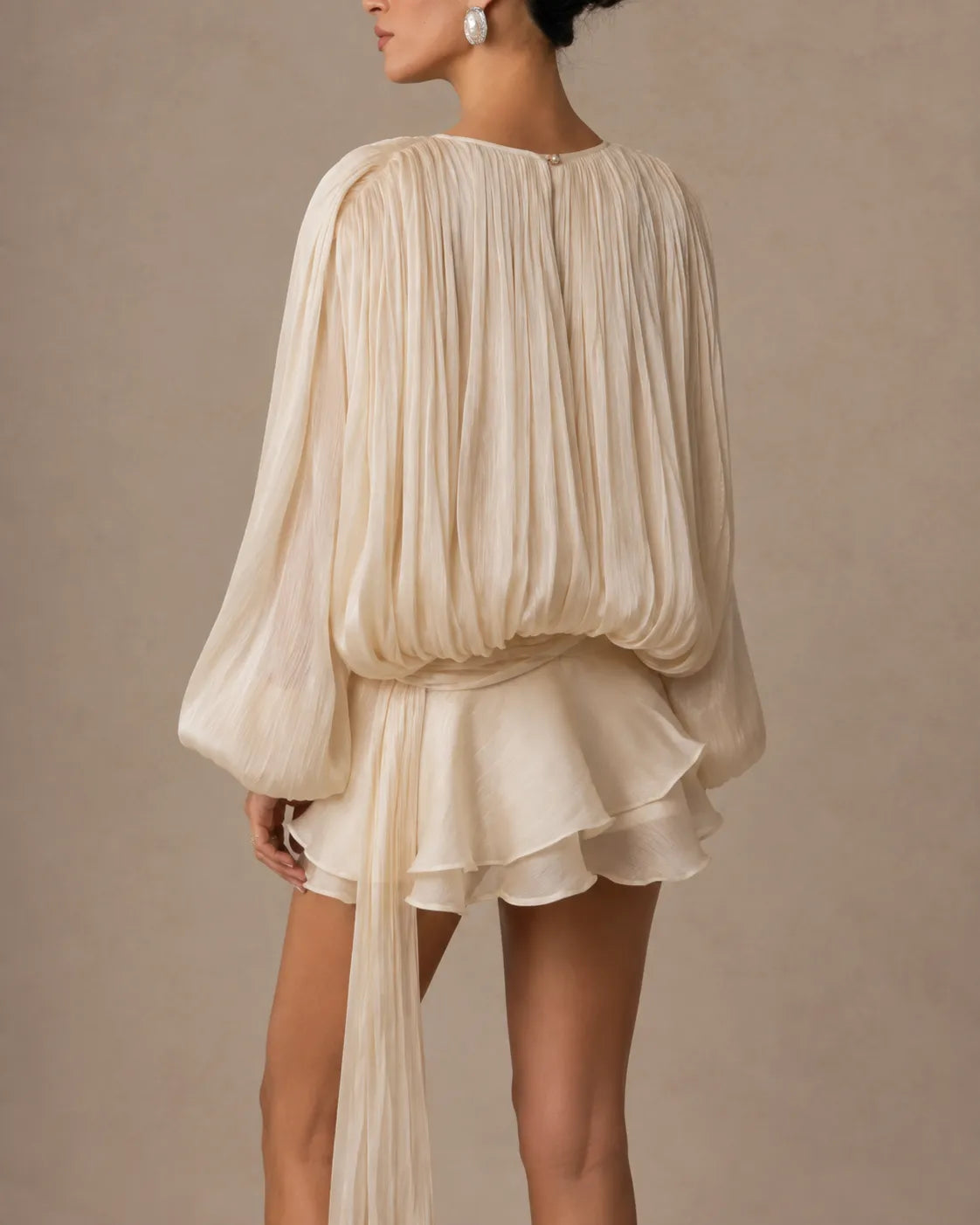 Amara | Draped Satin Ruffle Mini Dress