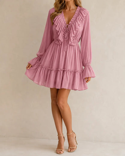 Elowen | Ruffle V-Neck Mini Dress