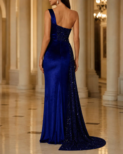 Celeste | One-Shoulder Sequin Evening Gown
