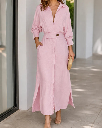 Avery | Elegant Collared Maxi Shirt Dress