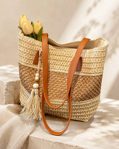 Elena | Two-Tone Woven Tote Bag
