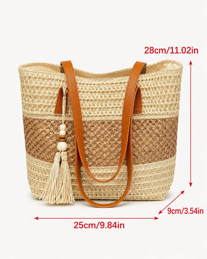 Elena | Two-Tone Woven Tote Bag