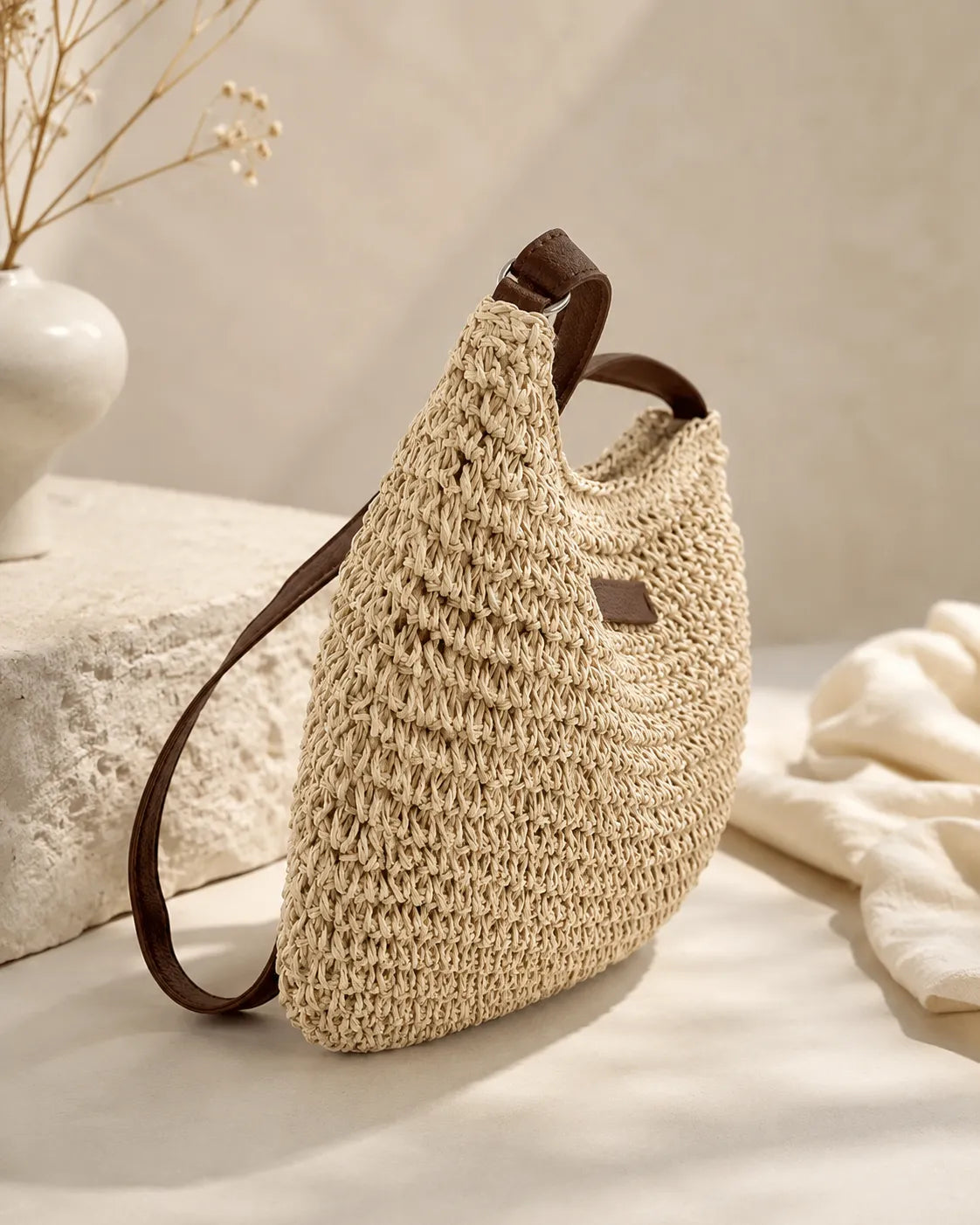 Elena | Woven Hobo Shoulder Bag