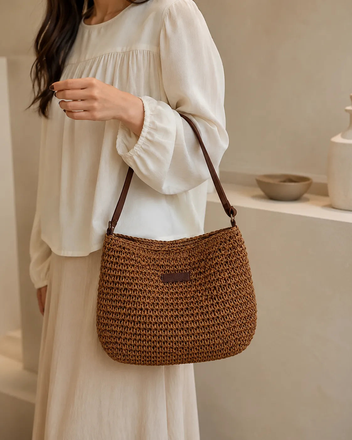 Elena | Woven Hobo Shoulder Bag