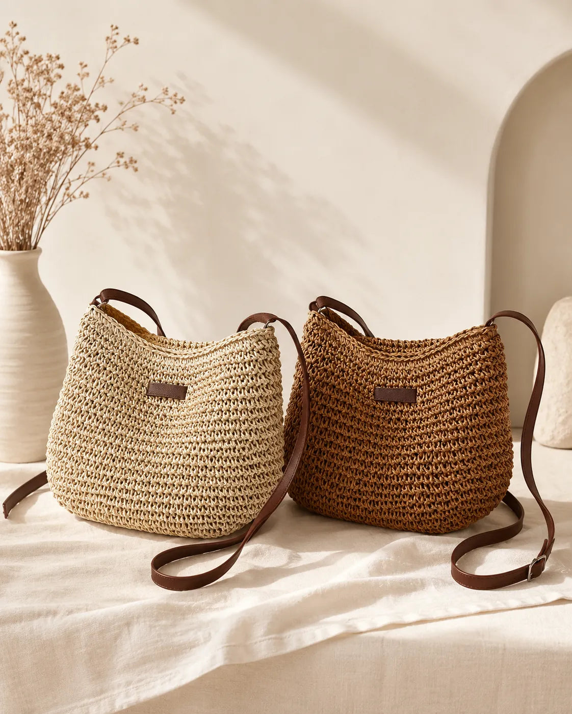 Elena | Woven Hobo Shoulder Bag