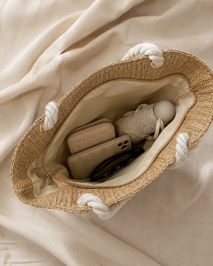 Woven Rope Handle Tote Bag