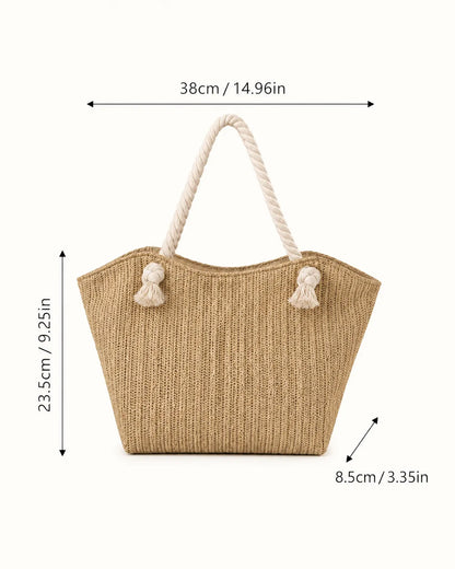 Woven Rope Handle Tote Bag