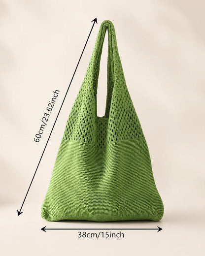Soft Knit Mesh Shoulder Tote Bag