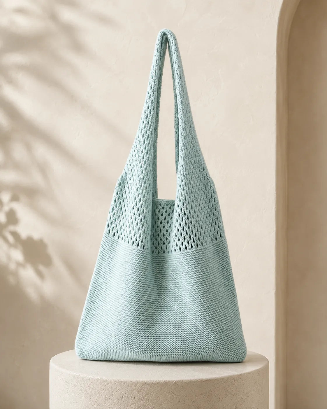 Soft Knit Mesh Shoulder Tote Bag