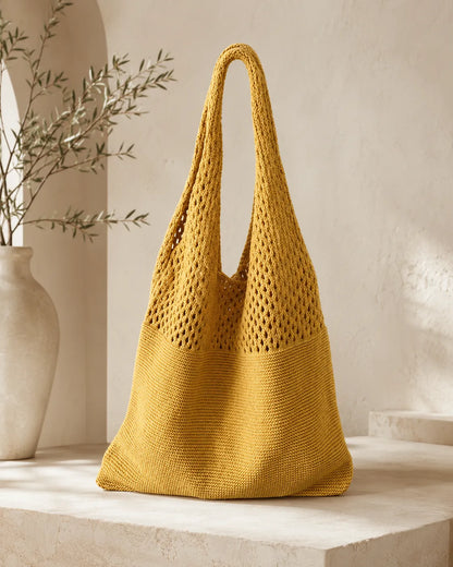 Soft Knit Mesh Shoulder Tote Bag