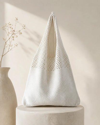 Soft Knit Mesh Shoulder Tote Bag