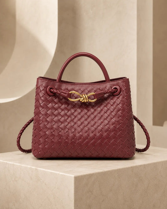 Aurelia | Woven Vegan Leather Top Handle Satchel Crossbody Bag