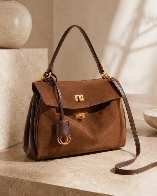 Sienna | Vintage Suede Vegan Leather Convertible Satchel Shoulder Bag