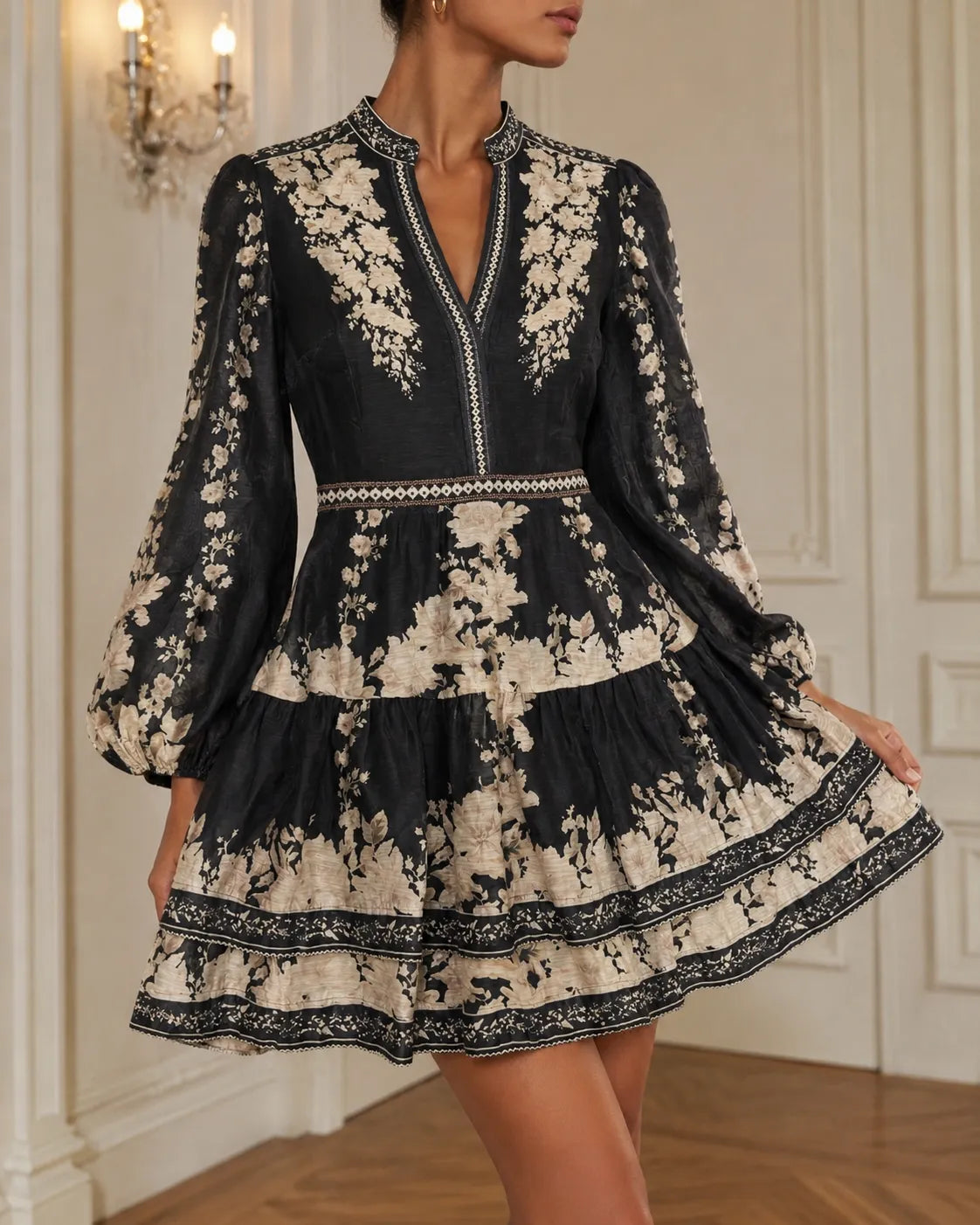 Vivienne | Vintage Floral Tiered Mini Dress