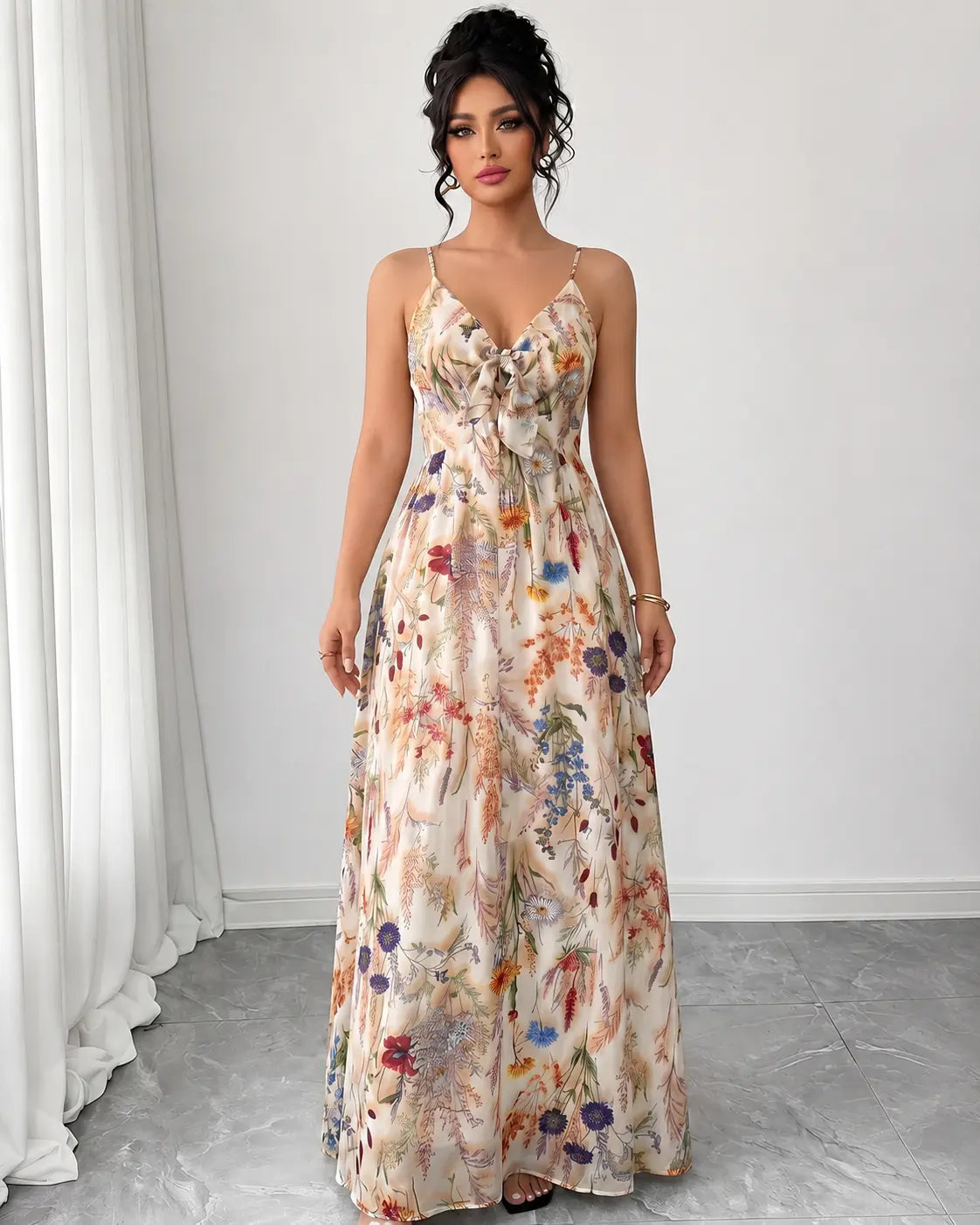 Evelina | Floral Bow Maxi Dress