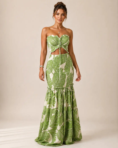 Alessia | Tropical Tie-Front Maxi Set