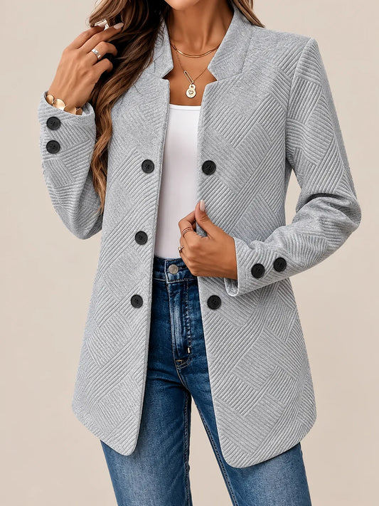 Marceline | Textured Double-Breasted Longline Jacket