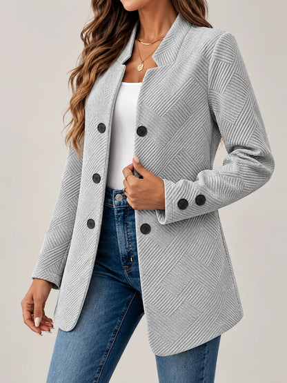 Marceline | Textured Double-Breasted Longline Jacket
