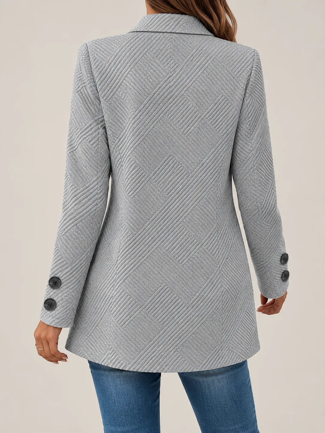 Marceline | Textured Double-Breasted Longline Jacket
