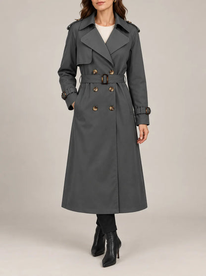 Vivienne | Classic Double-Breasted Long Trench Coat