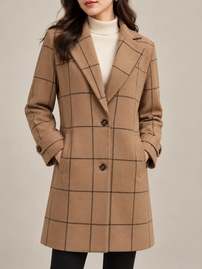 Vivienne | Elegant Windowpane Plaid Coat