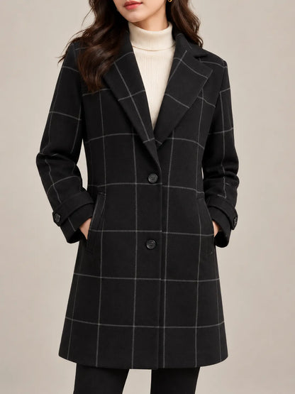 Vivienne | Elegant Windowpane Plaid Coat