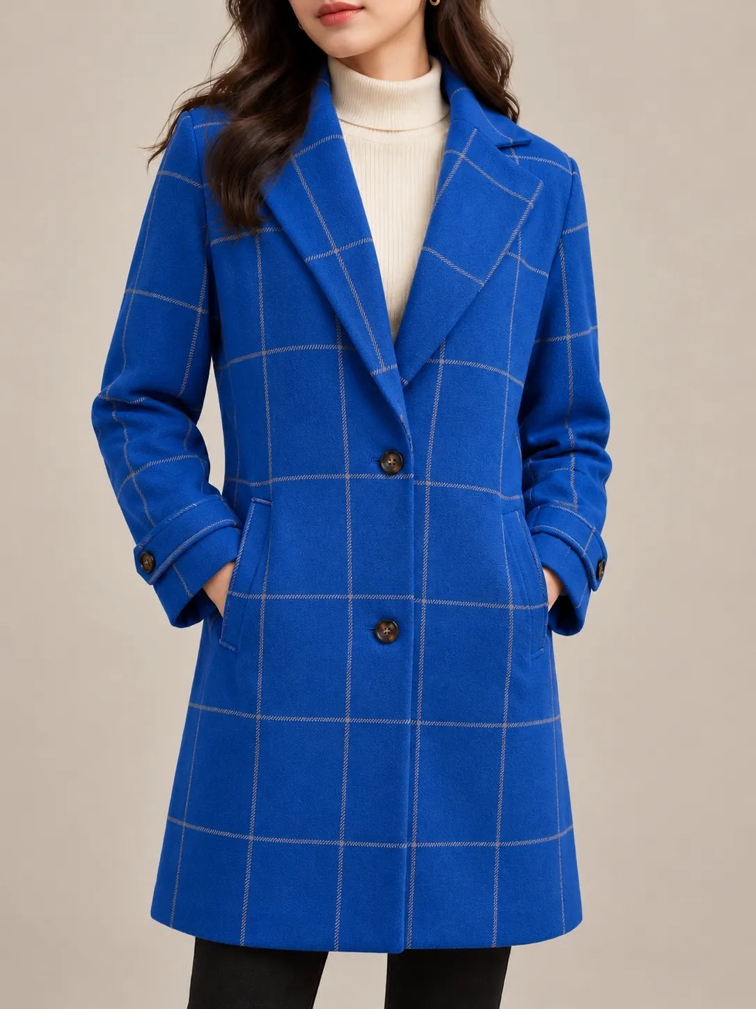 Vivienne | Elegant Windowpane Plaid Coat