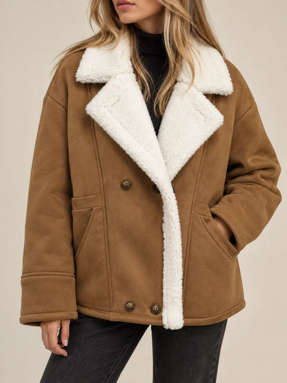 Evelyn | Sherpa-Trimmed Suede-Look Jacket