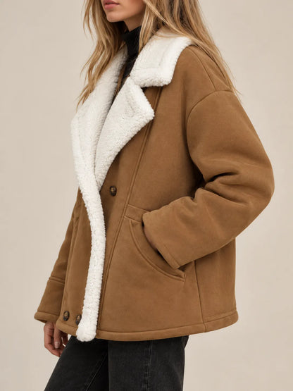 Evelyn | Sherpa-Trimmed Suede-Look Jacket