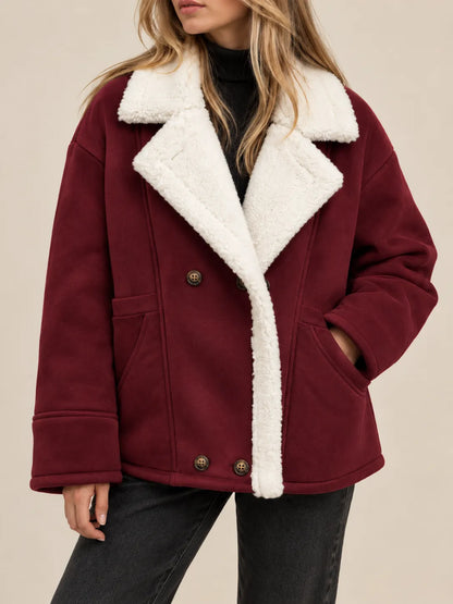 Evelyn | Sherpa-Trimmed Suede-Look Jacket