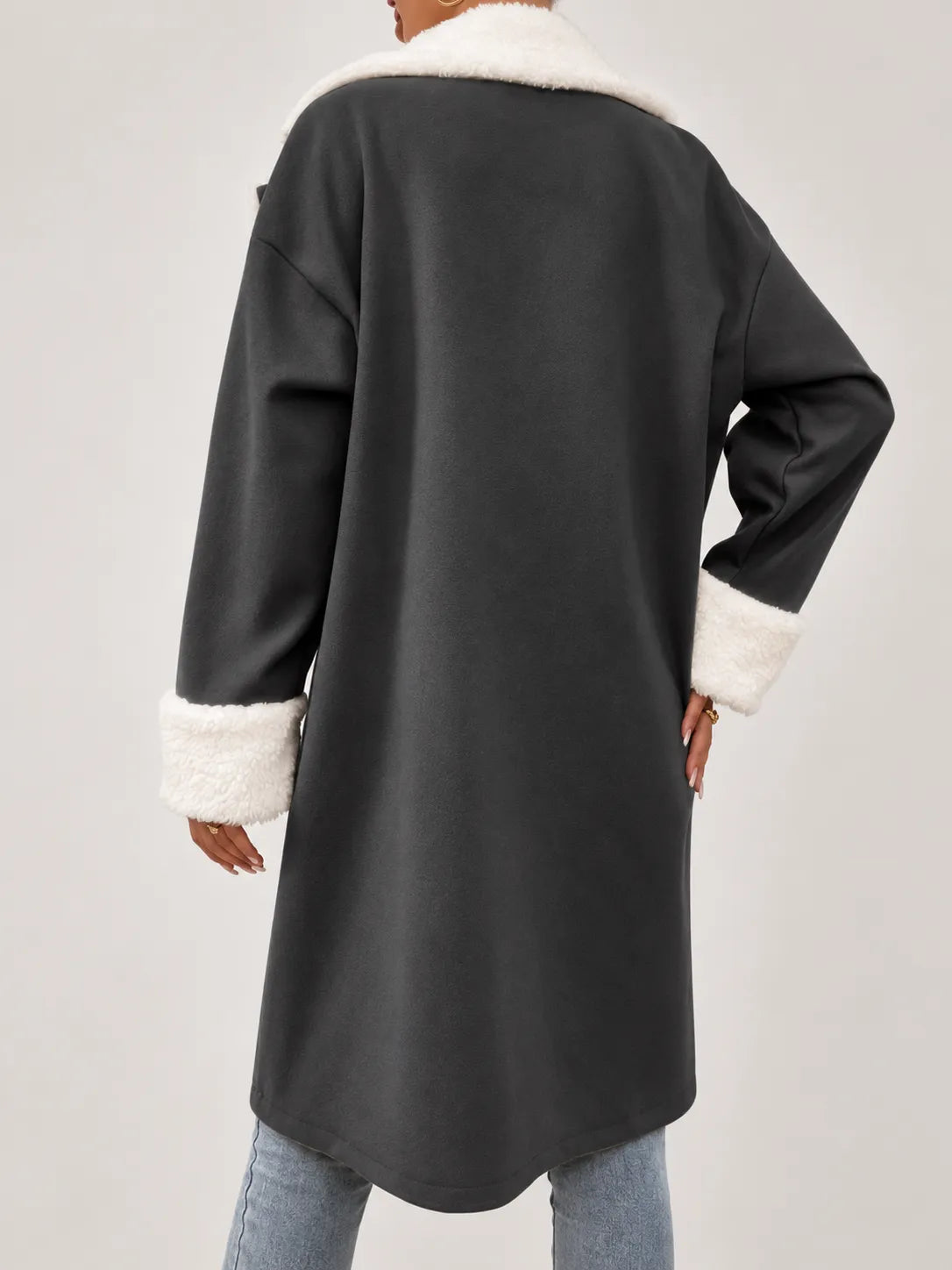 Celestine | Long Sherpa-Trimmed Suede-Look Coat