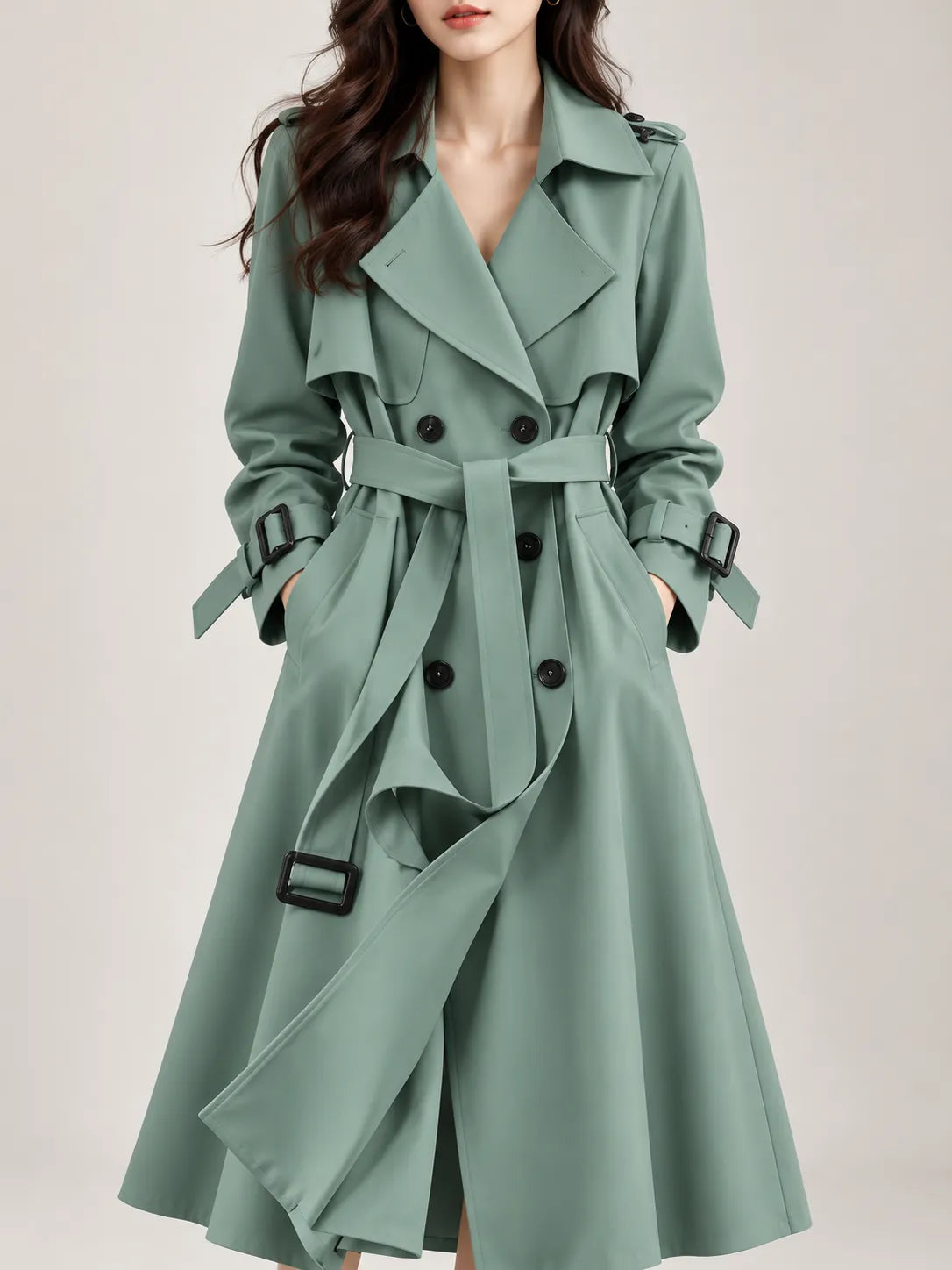 Vivienne | Elegant Double-Breasted Belted Trench Coat