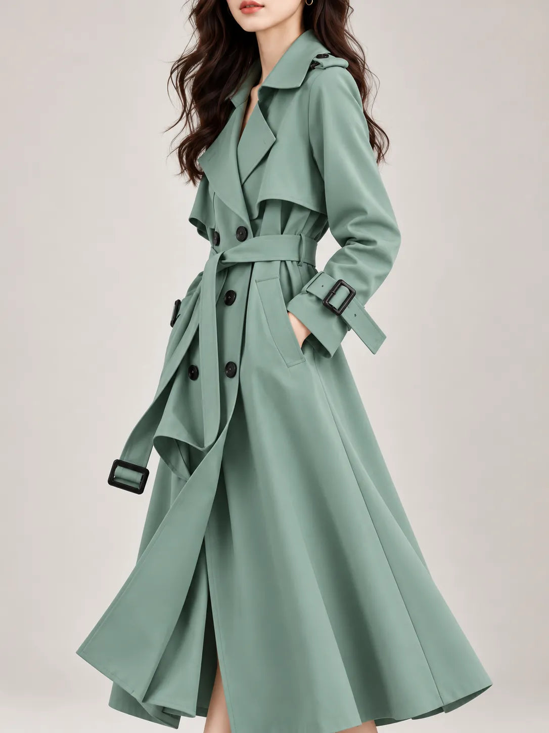 Vivienne | Elegant Double-Breasted Belted Trench Coat