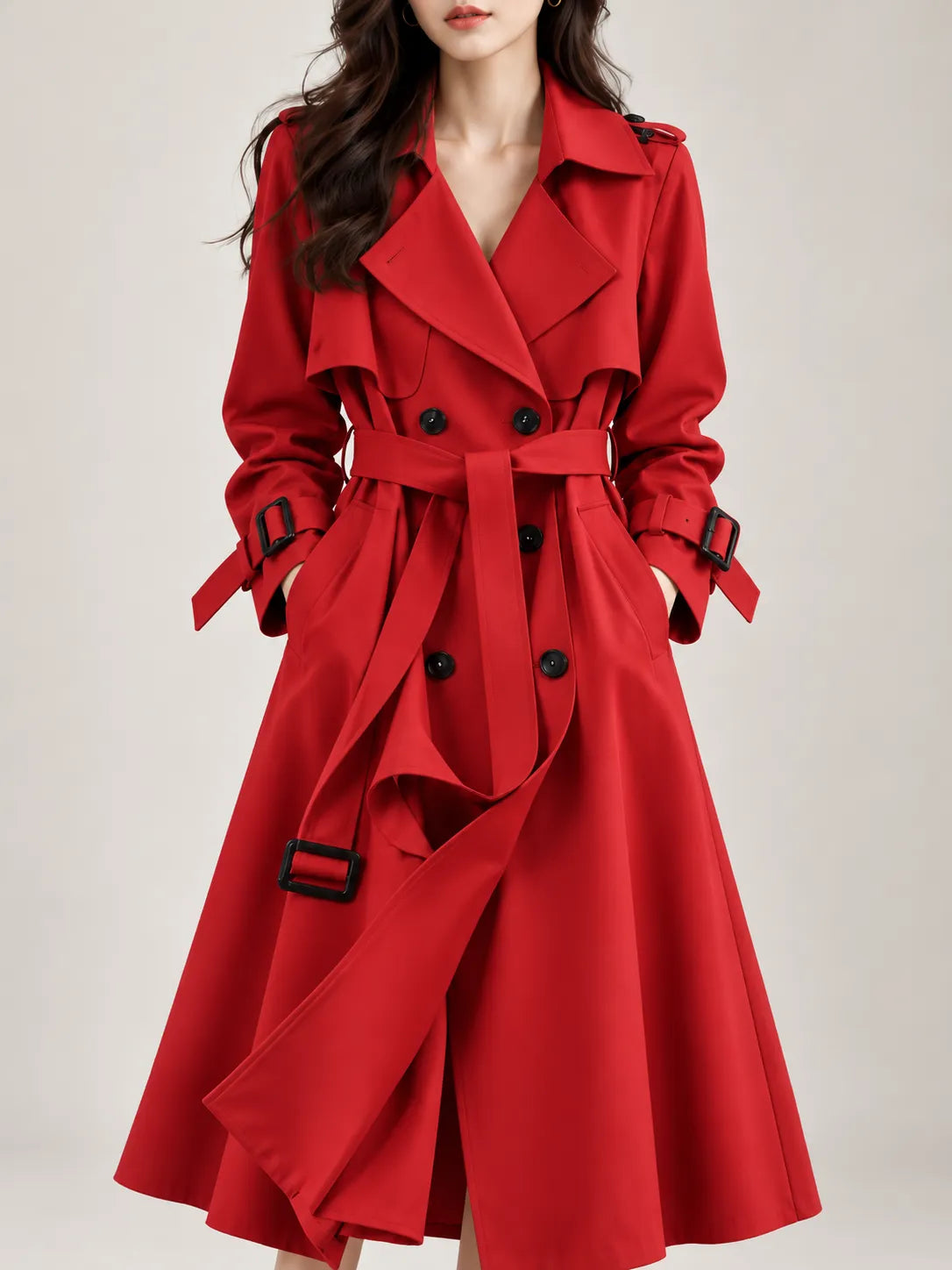 Vivienne | Elegant Double-Breasted Belted Trench Coat