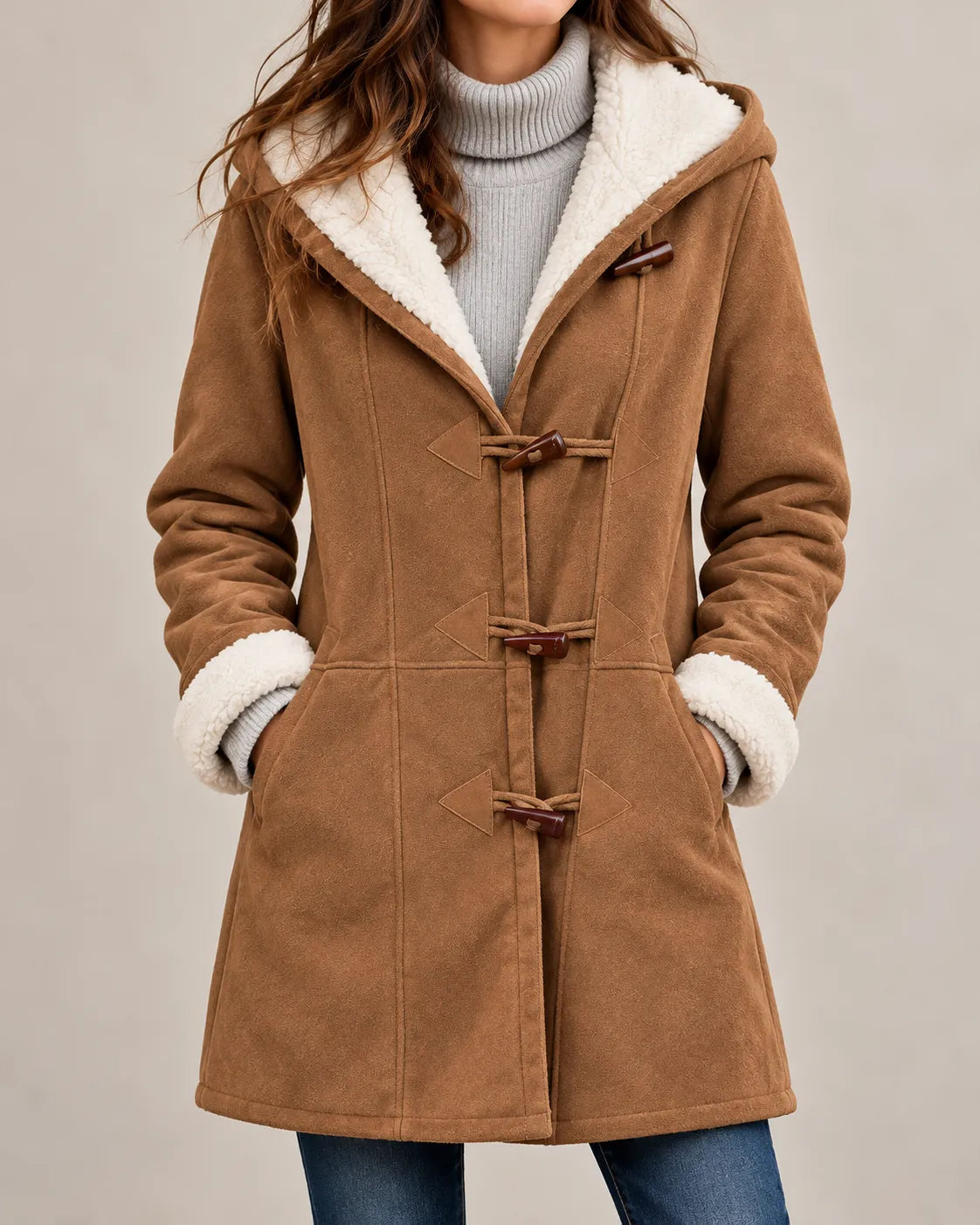 Eleanor | Sherpa-Lined Hooded Toggle Coat