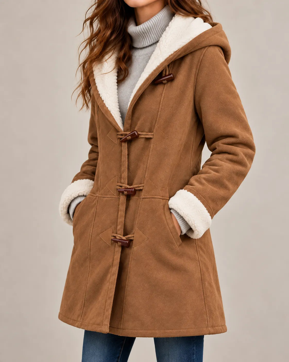 Eleanor | Sherpa-Lined Hooded Toggle Coat